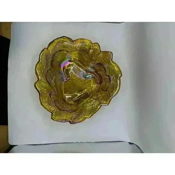 Northwood Carnival Glass Large Strawberry Bowl with Plain Exterior Marigold - Picture 4 of 10